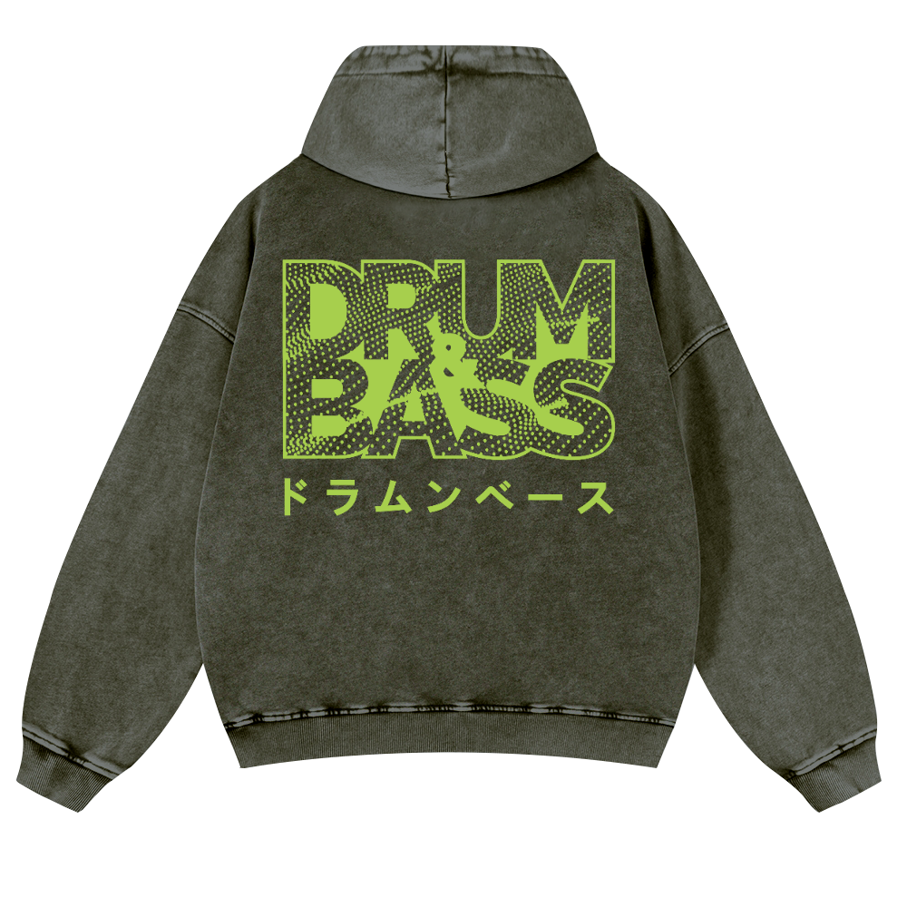 Drum & Bass Vintage Washed Cotton Back Art Hoodie