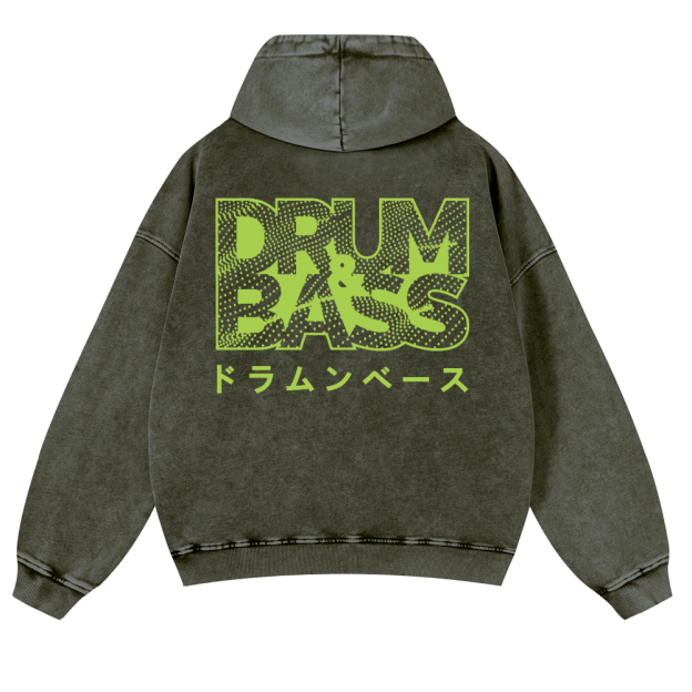 Drum & Bass Vintage Washed Cotton Back Art Hoodie