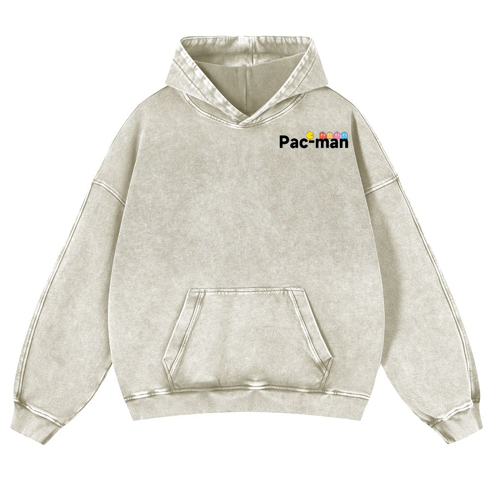 Pacman Vintage Washed Cotton Back Art Hoodie