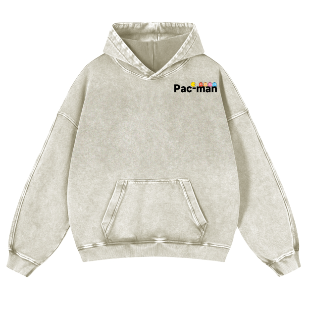 Pacman Vintage Washed Cotton Back Art Hoodie
