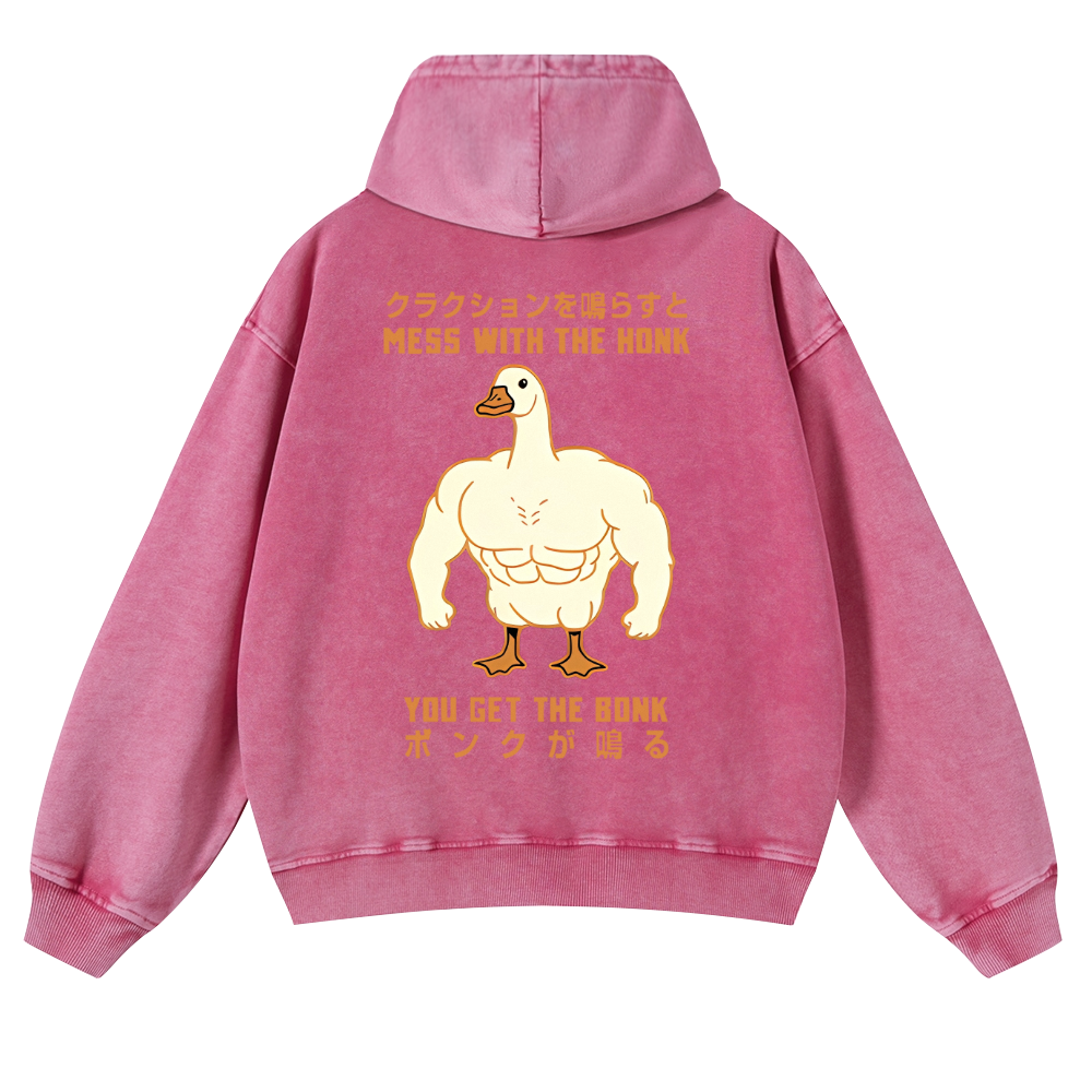 Duck Goose Vintage Washed Cotton Back Art Hoodie