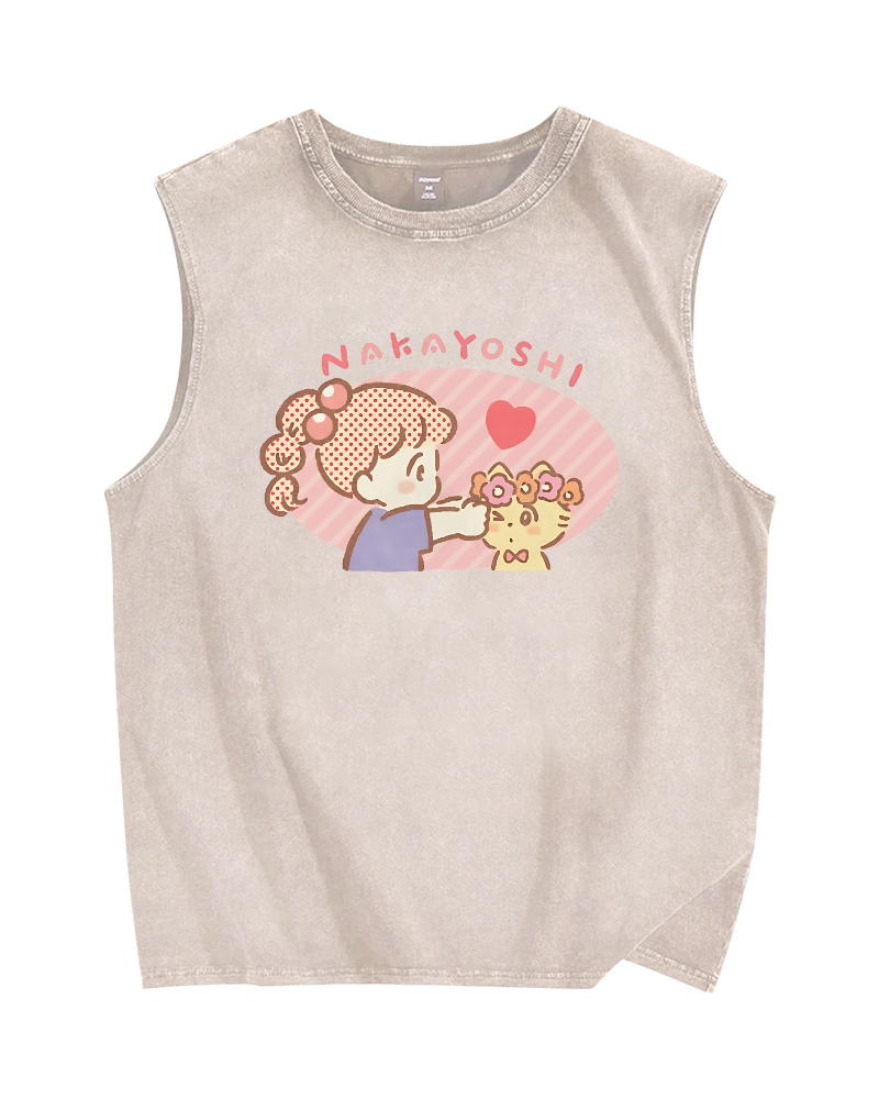 Good friend(nakayoshi) Vintage Distressed Washed Tank Top