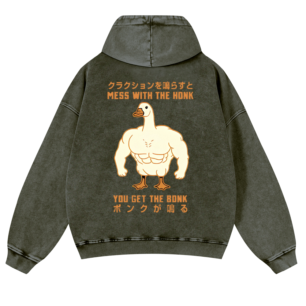 Duck Goose Vintage Washed Cotton Back Art Hoodie