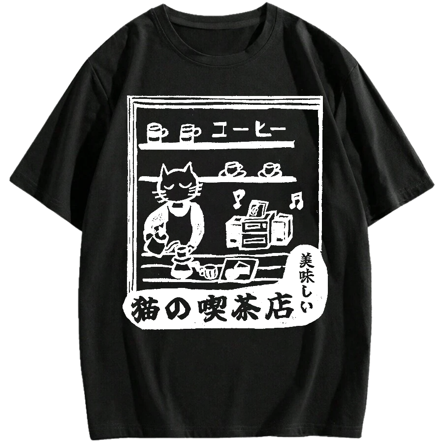 Cat's Teahouse Cotton casual T-shirt