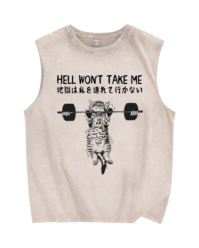 Hell Won't Take Me Vintage Distressed Washed Tank Top
