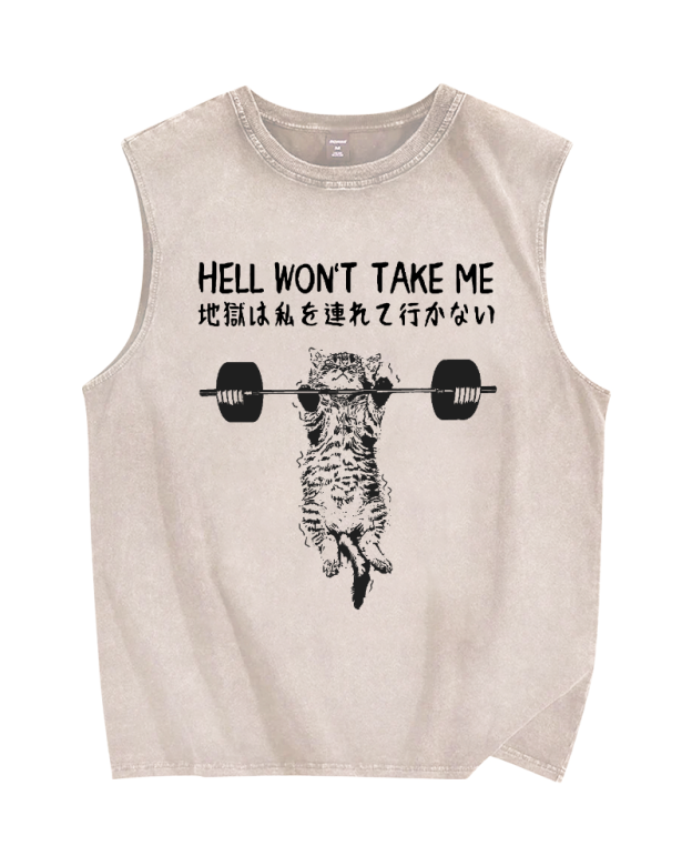 Hell Won't Take Me Vintage Distressed Washed Tank Top