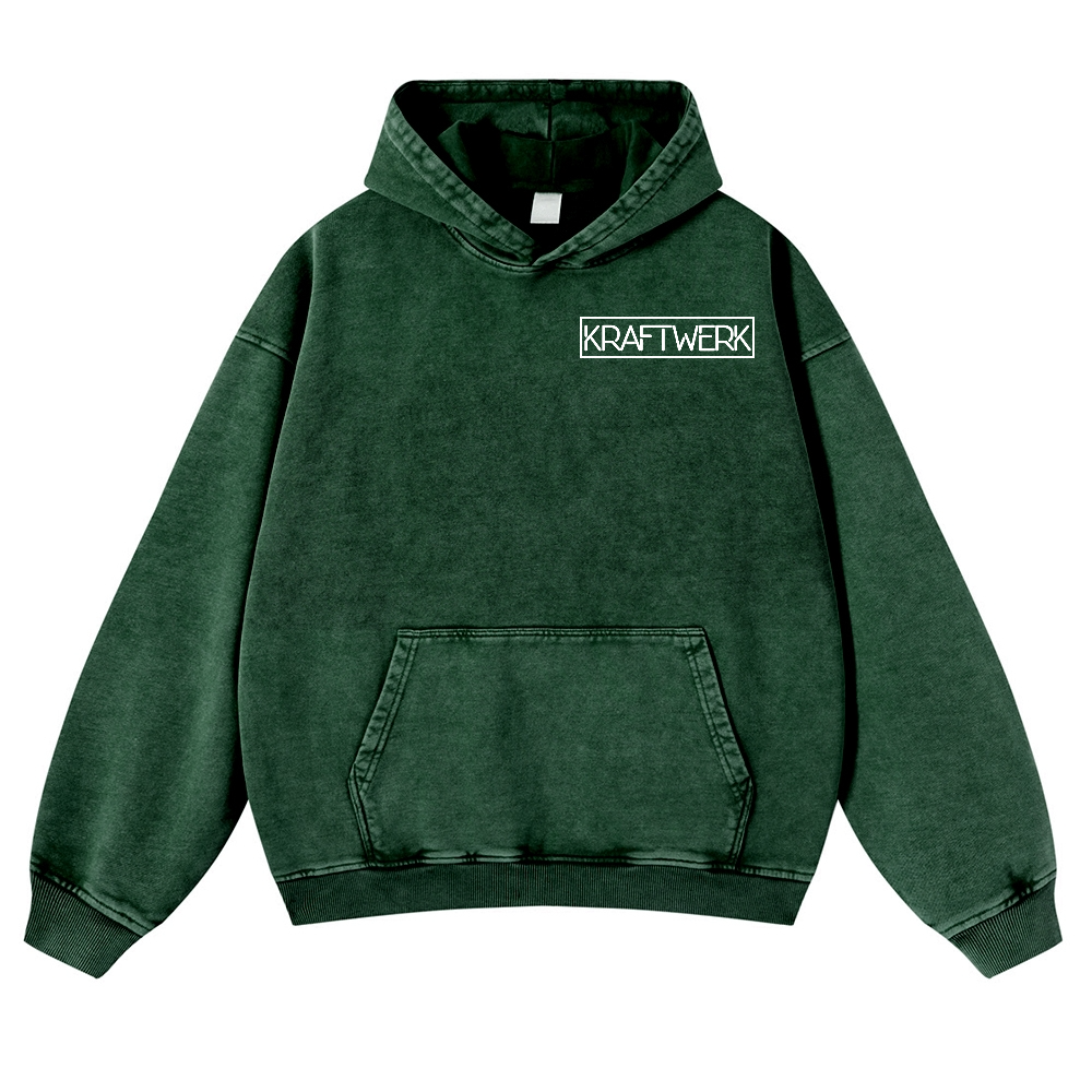 Kraftwerk Band Vintage Washed Cotton Back Art Hoodie