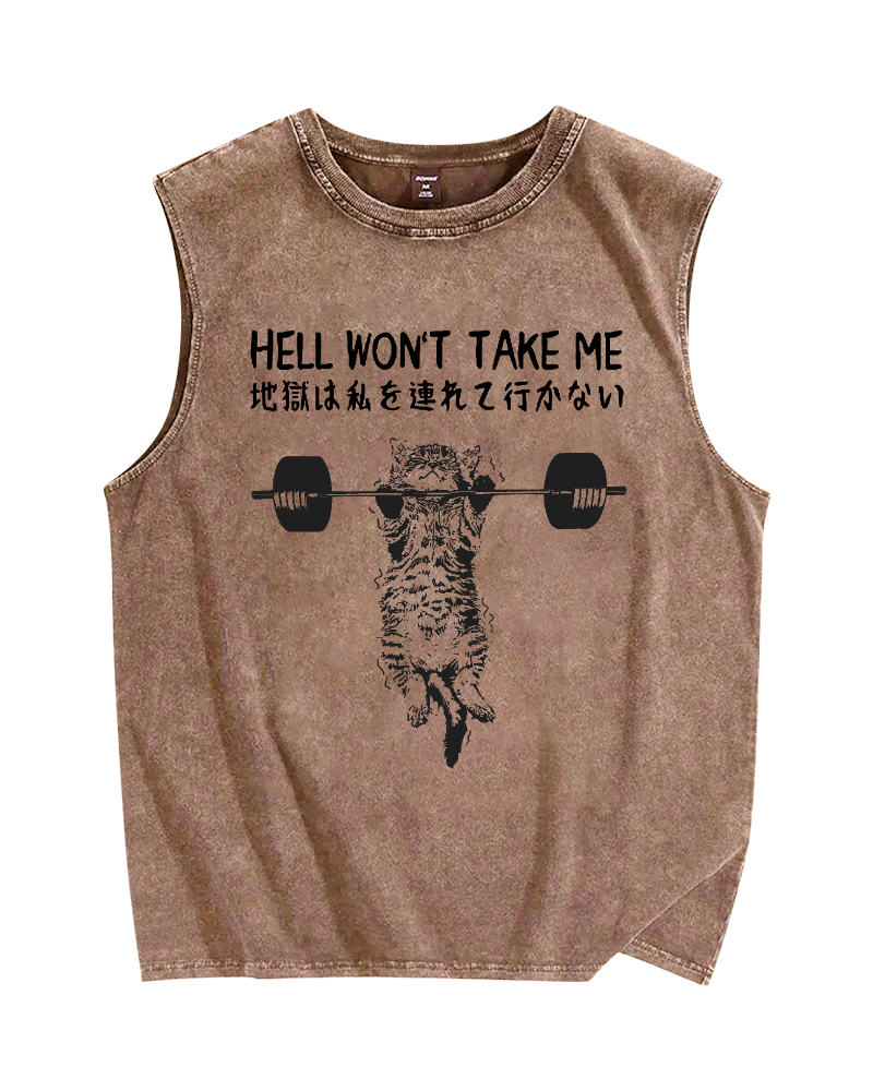 Hell Won't Take Me Vintage Distressed Washed Tank Top