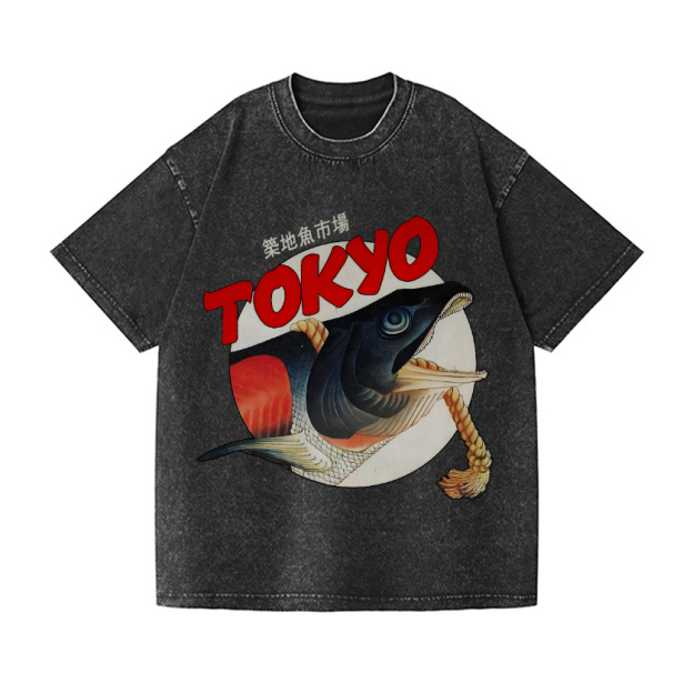 Tsukiji Fish Market Vintage Wash Japanese Design T-Shirt
