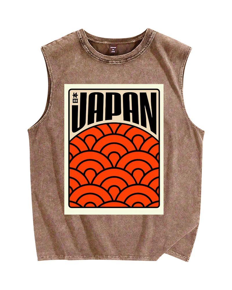 Japan Poster Vintage Distressed Washed Tank Top