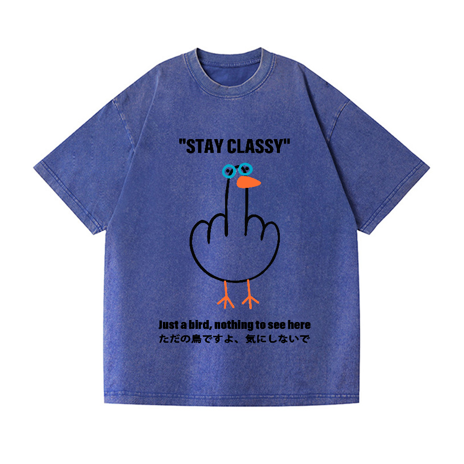 Stay Classy Goose Bird Vintage Wash Japanese Design T-Shirt