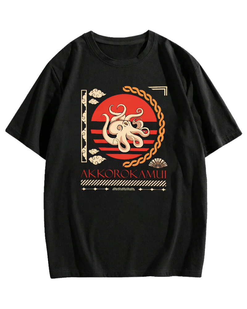 Japanese Octopus Cotton casual T-shirt