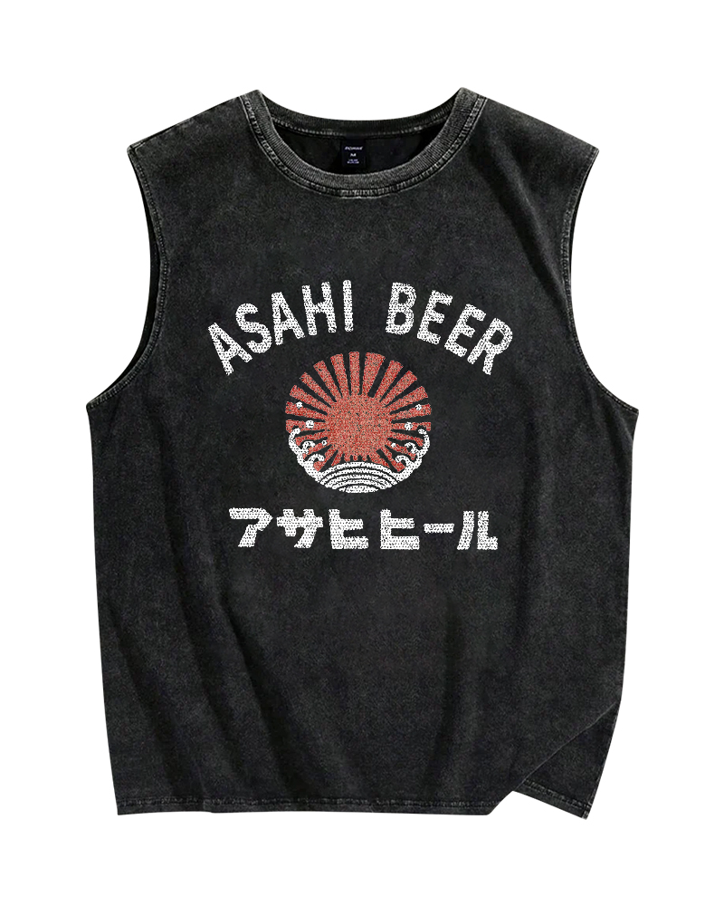 Asahi Beer Wave Vintage Distressed Washed Tank Top