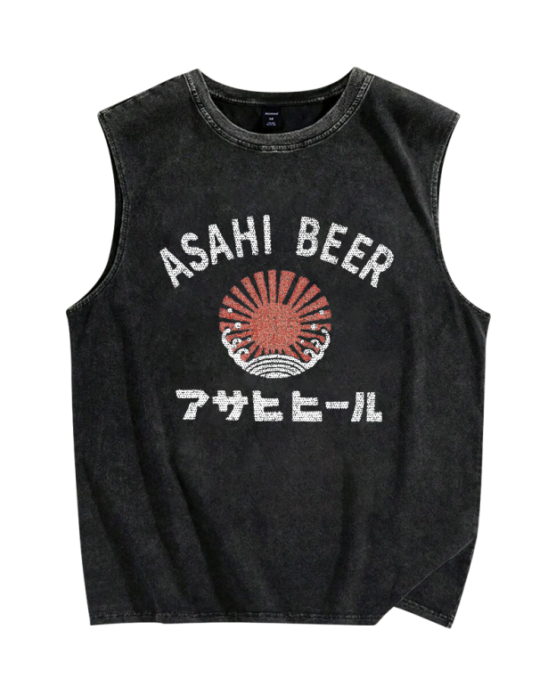 Asahi Beer Wave Vintage Distressed Washed Tank Top