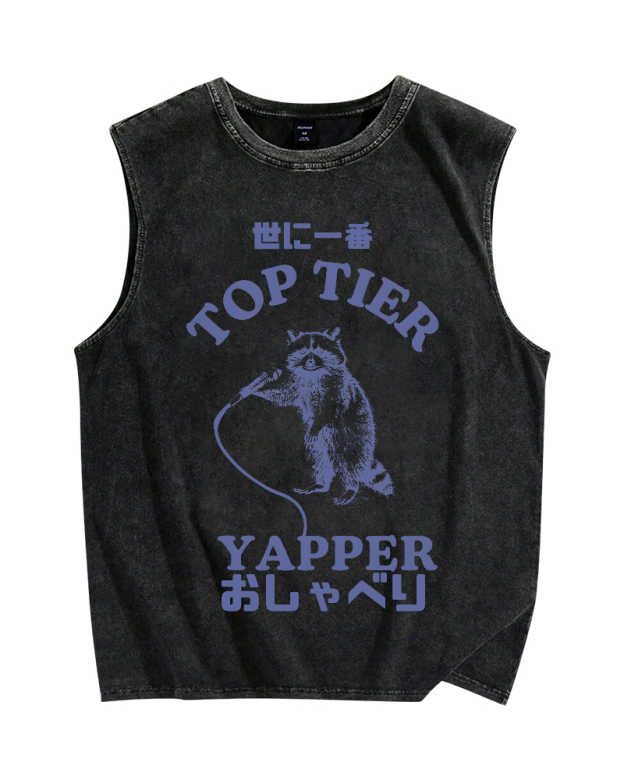 Top tier yapper Vintage Distressed Washed Tank Top