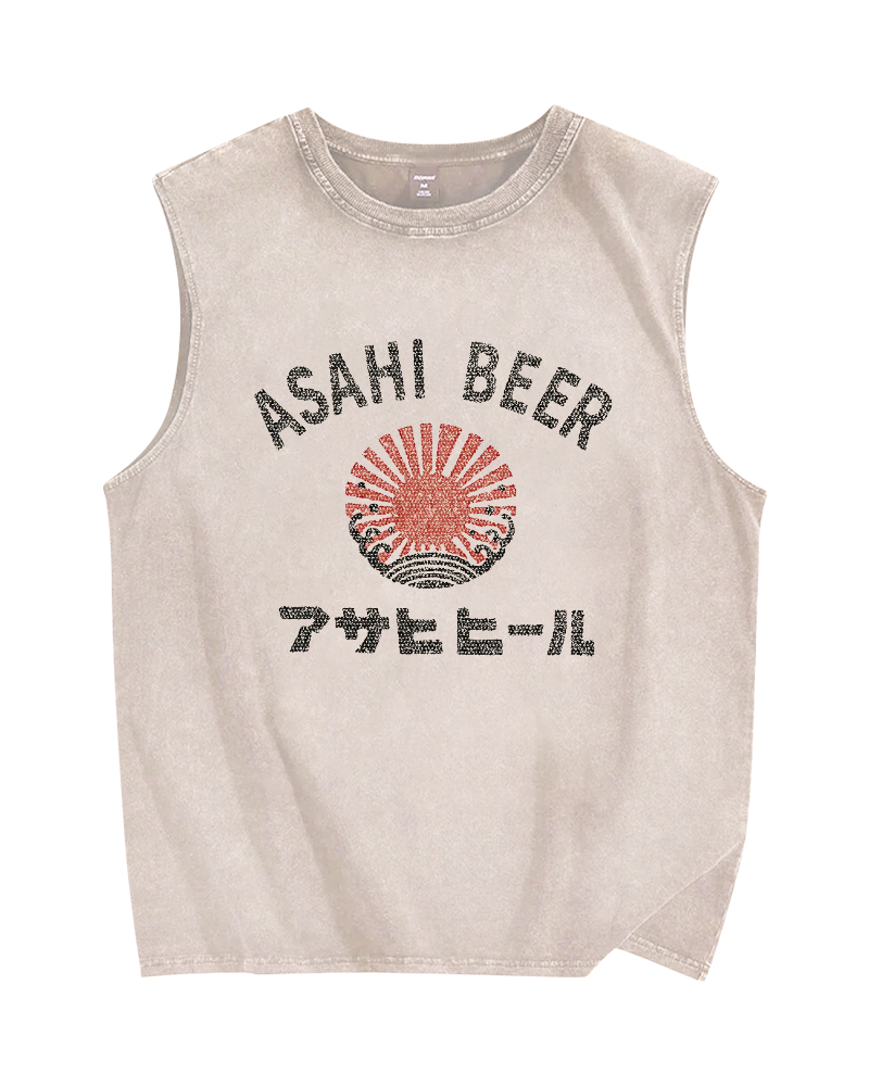 Asahi Beer Wave Vintage Distressed Washed Tank Top