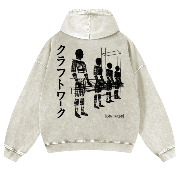 Kraftwerk Band Vintage Washed Cotton Back Art Hoodie