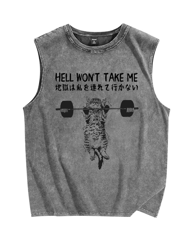 Hell Won't Take Me Vintage Distressed Washed Tank Top