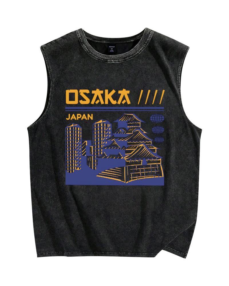 Osaka Japan Vintage Distressed Washed Tank Top