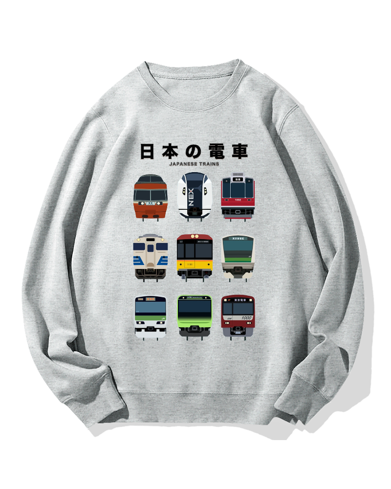 Japanese Trains Cotton Sweatshirt