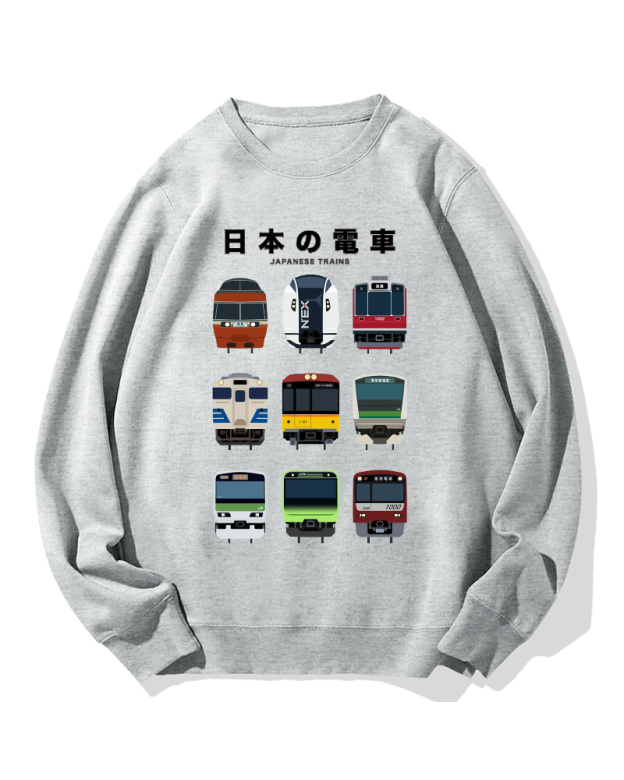 Japanese Trains Cotton Sweatshirt