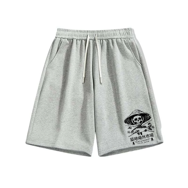 Tsukiji Market Skeleton Cotton Casual Shorts