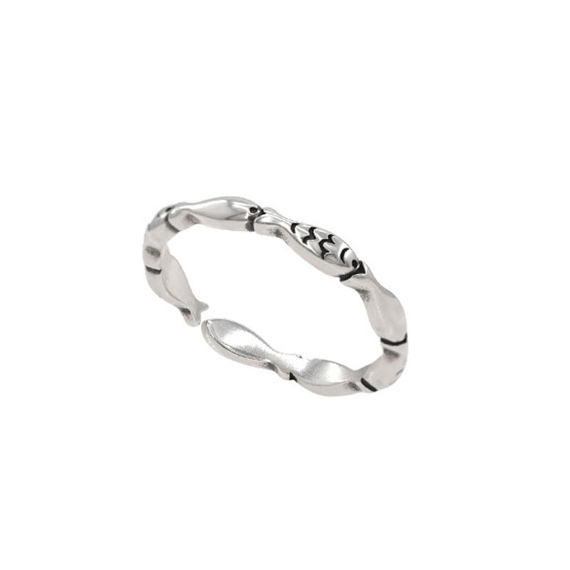 Retro Simple Thai Silver Fish Ring