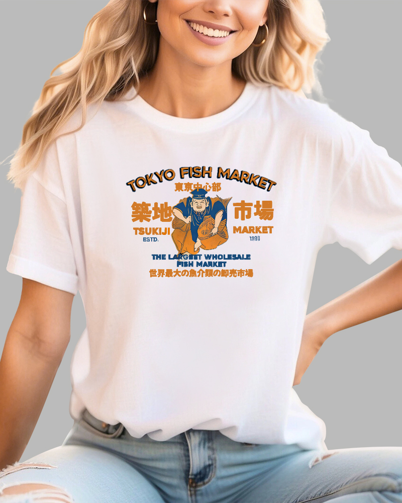 Tokyo Tsukiji Market Cotton casual T-shirt