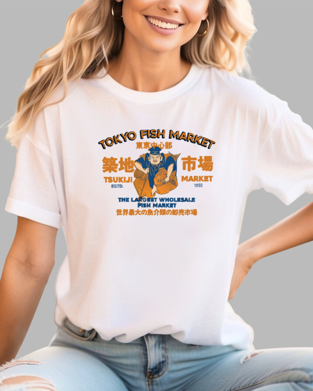Tokyo Tsukiji Market Cotton casual T-shirt