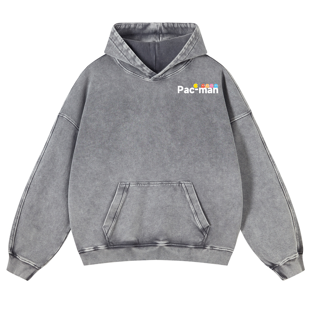 Pacman Vintage Washed Cotton Back Art Hoodie