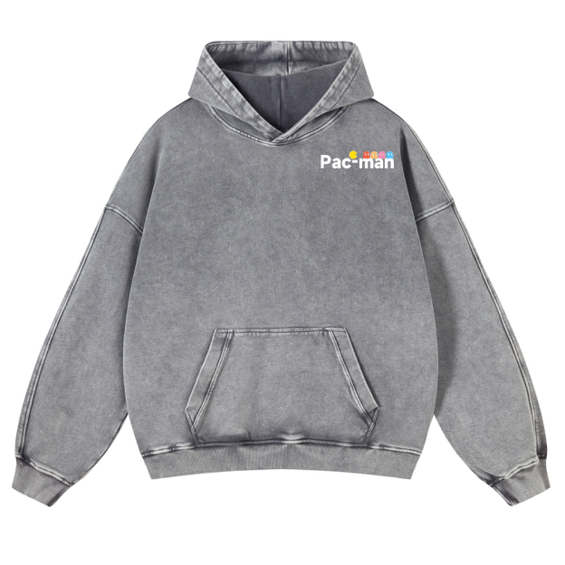 Pacman Vintage Washed Cotton Back Art Hoodie