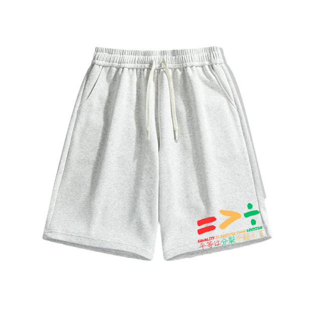 Equality Is Greater Than Division Cotton Casual Shorts