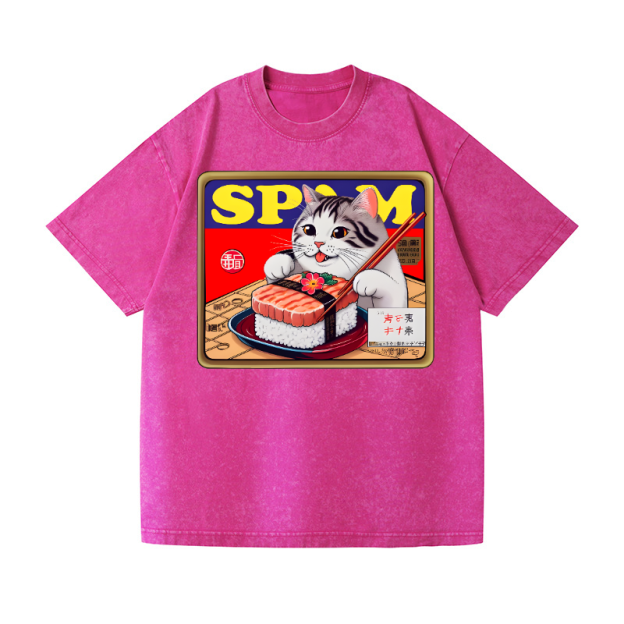 Sushi Cat Vintage Wash Japanese Design T-Shirt