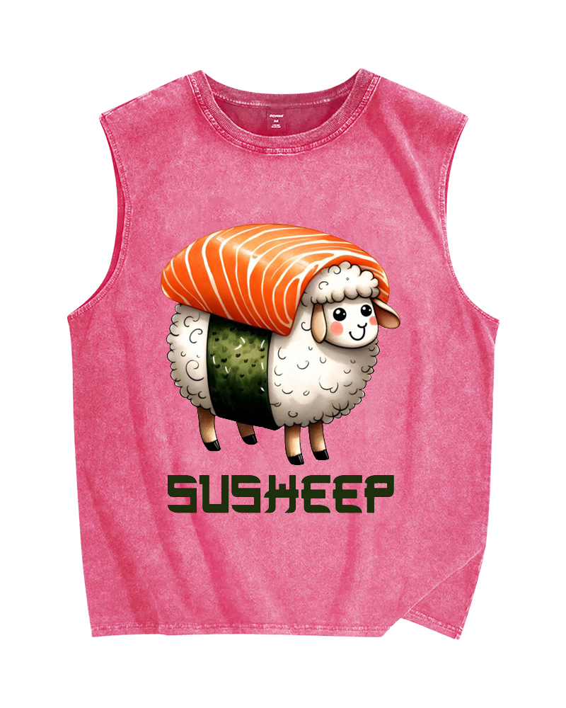 SuSheep Vintage Distressed Washed Tank Top