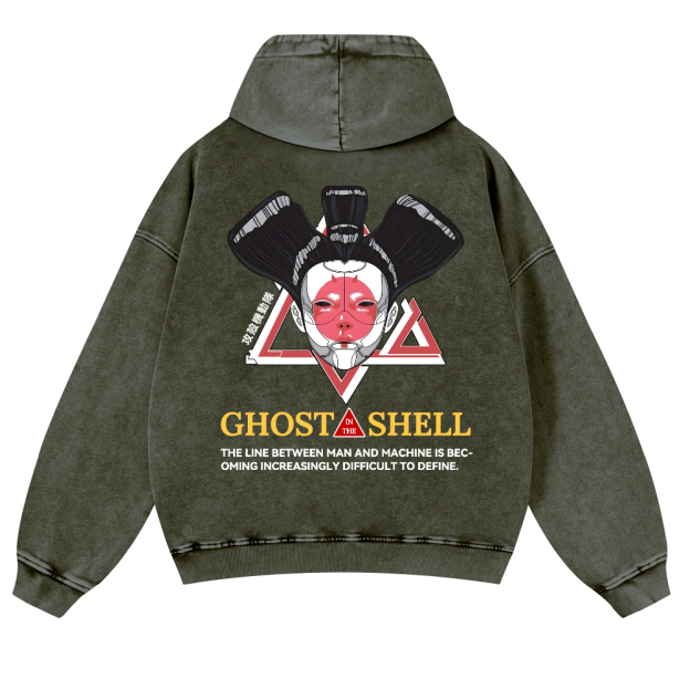 Ghost in the Shell Geisha Vintage Washed Cotton Back Art Hoodie