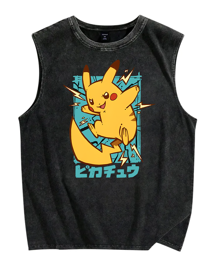 Pikachu Printed Christian Snowflake Washed Vest