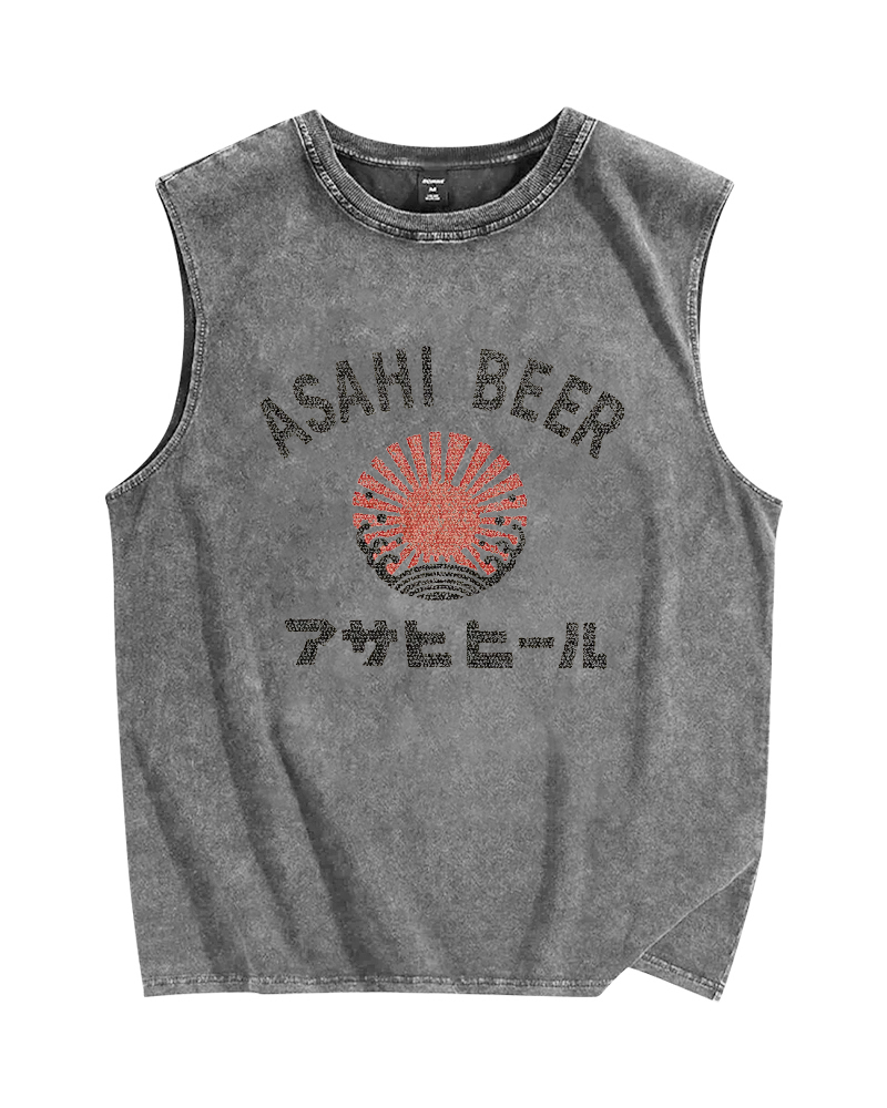 Asahi Beer Wave Vintage Distressed Washed Tank Top