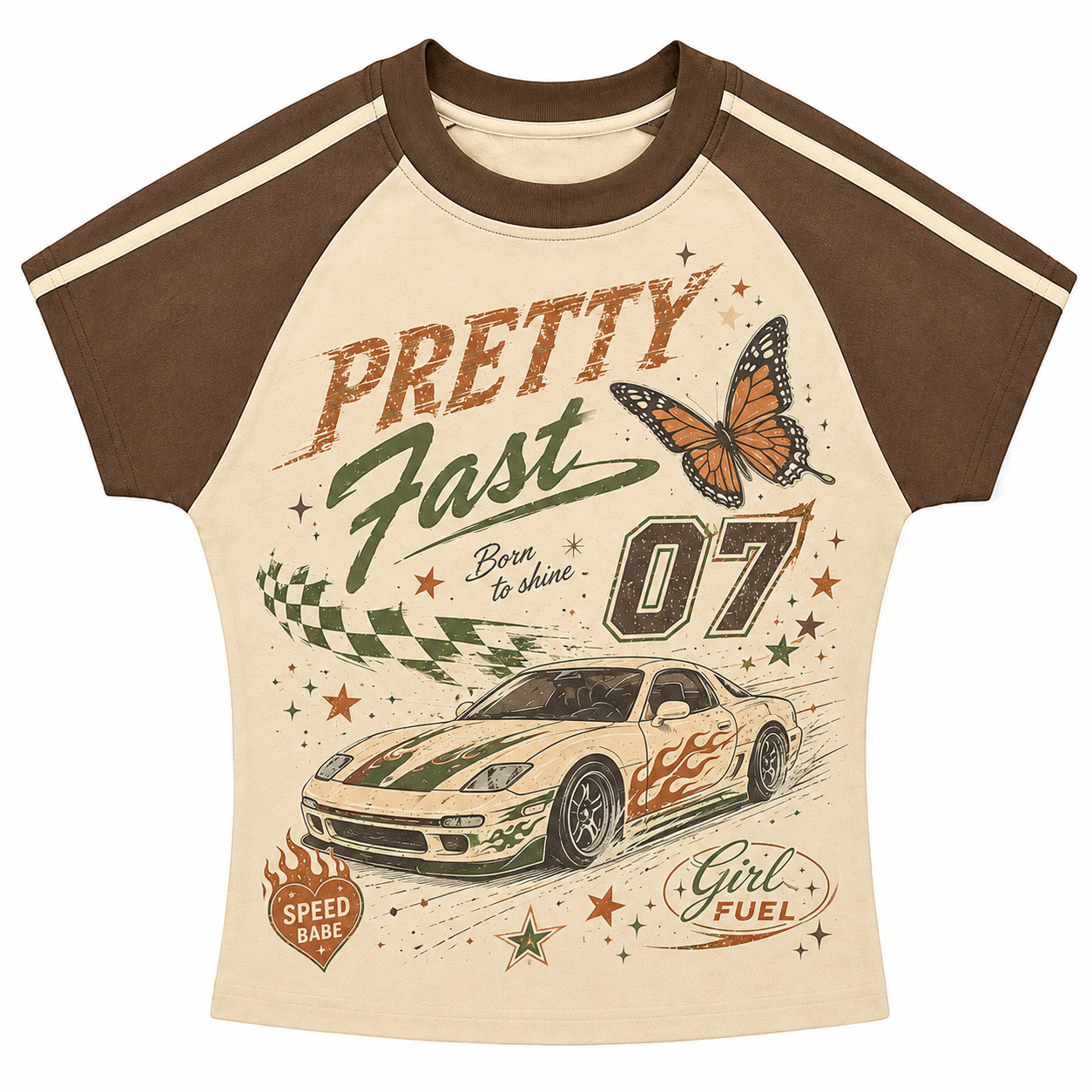 Pretty Fast Stripe Raglan Baby Tee