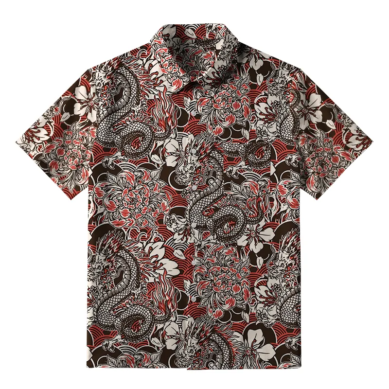 Japanese Retro Dragon Button-up Shirt