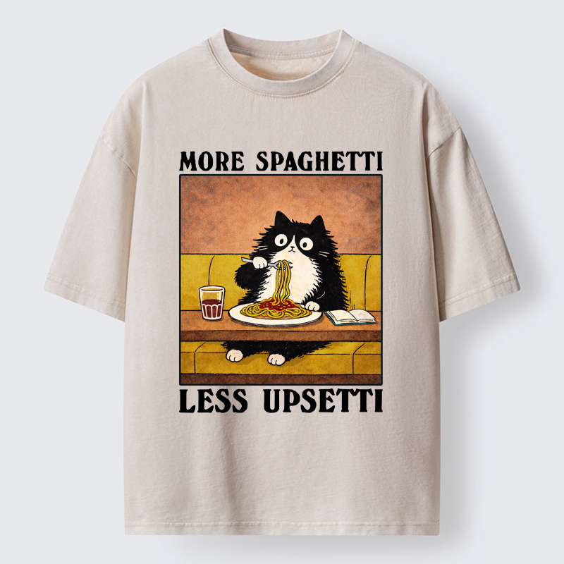 Unisex Unavailable Cat: More Spaghetti Less Upsetti Washed T-Shirt