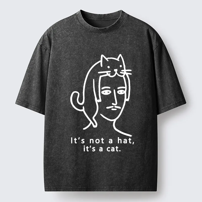 Unisex Not Hat It’s A Cat Washed T-Shirt