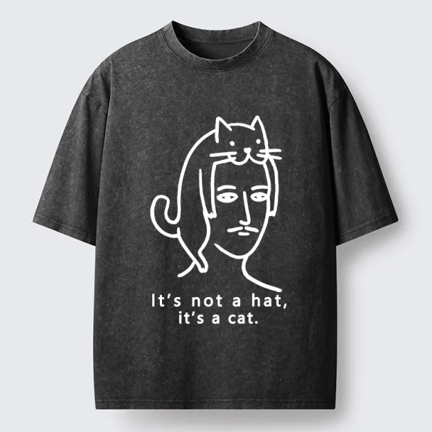 Unisex Not Hat It’s A Cat Washed T-Shirt