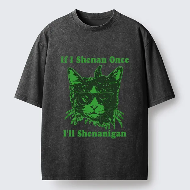 Unisex St. Patrick's Elegant Cat Washed T-Shirt