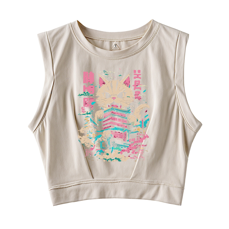  Japanese Cat Cat Lover Sleeveless Crop Top