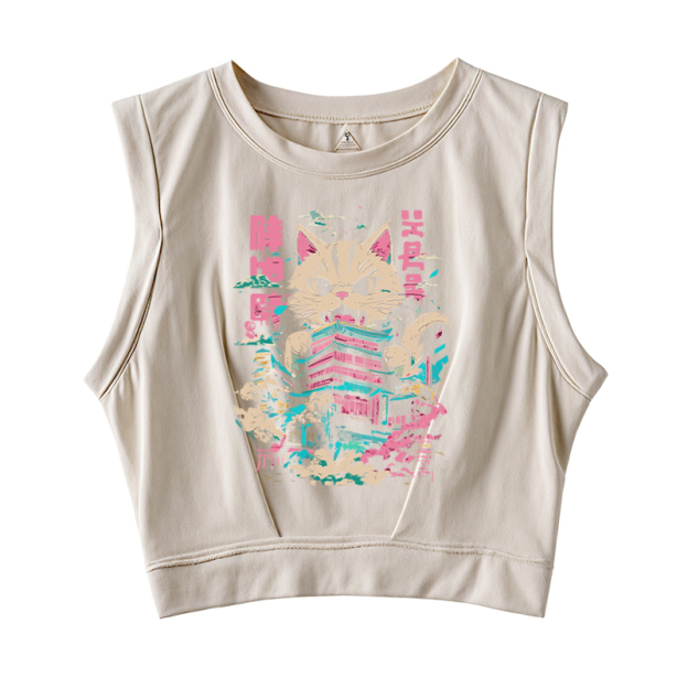  Japanese Cat Cat Lover Sleeveless Crop Top