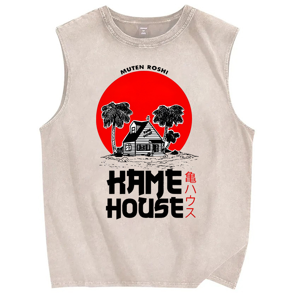 Unisex Kame House Printed Washed Tank Top