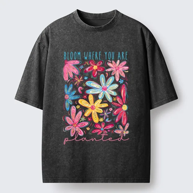 Positive Flower Vibe Washed T-Shirt