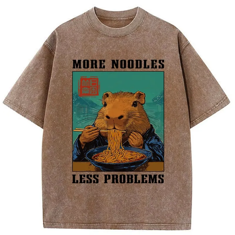 More Noodles Less Problems Washed T-Shirt