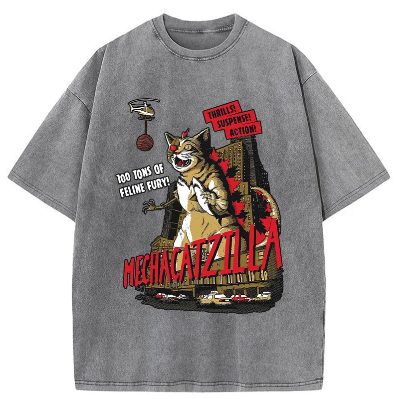 MechaCatzilla Washed T-Shirt