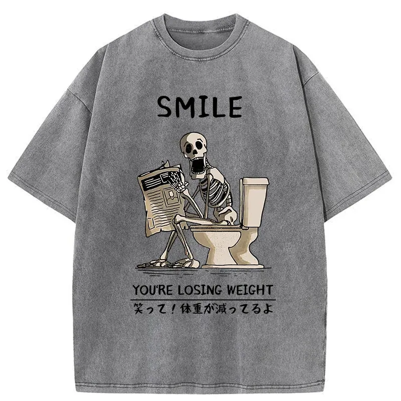 Skeleton Losing Weight Washed T-Shirt